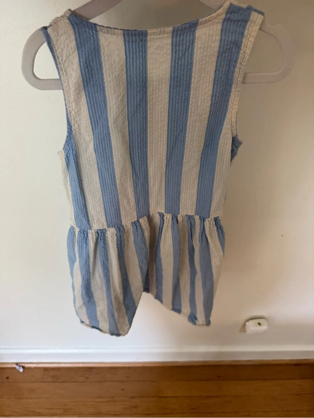 H&M Blue & White Striped Sleeveless Button-Front Dress